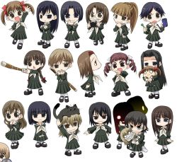 Rule 34 | 00s, 6+girls, blonde hair, chibi, everyone, fukuzawa yumi, goronta, half updo, hasekura rei, hosokawa kanako, jpeg artifacts, kanina shizuka, katsura, katsura (marimite), kubo shiori, maria-sama ga miteru, matsudaira touko, mizuno youko, multiple girls, nijou noriko, ogasawara sachiko, satou sei, school uniform, serafuku, shimazu yoshino, shinai, sword, takeshima tsutako, torii eriko, toudou shimako, tsukiyama minako, weapon, yamaguchi mami