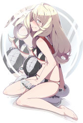 Rule 34 | 10s, 1girl, awachi, bare shoulders, barefoot, blonde hair, enemy naval mine (kancolle), feet, green eyes, hair between eyes, highres, kantai collection, long hair, looking at viewer, mole, mole under eye, mole under mouth, richelieu (kancolle), suggestive fluid, swimsuit, tentacles
