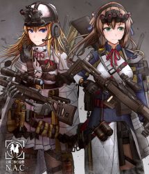 Rule 34 | 2girls, acog, bad id, bad pixiv id, blonde hair, blue eyes, bolt action, boots, brown hair, capelet, explosive, expressionless, fragmentation grenade, fur hat, girls&#039; frontline, gloves, green eyes, grenade, gun, hand grenade, hat, helmet, incendiary grenade, m1903 springfield, magazine (weapon), military operator, mosin-nagant, mosin-nagant (girls&#039; frontline), multiple girls, nagant m1895, night-vision device, panoramic night vision goggles, pantyhose, revolver, rifle, rocket launcher, scope, skirt, sniper rifle, springfield (girls&#039; frontline), suppressor, tactical clothes, thermal goggles, thermal imaging, turisasu, weapon, wide field of view device