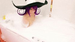 Rule 34 | animated, animated gif, bath, blair (soul eater), cosplay, lowres, nipples, photo (medium), purple hair, soul eater, source request, tagme