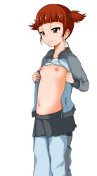 Rule 34 | 10s, breasts, covered erect nipples, girls und panzer, jersey, mikko (girls und panzer), nipples, red hair, skirt, small breasts