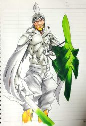 Rule 34 | 1boy, armor, beard, blonde hair, brown eyes, creatures (company), facial hair, food, game freak, gen 8 pokemon, gloves, greaves, grey gloves, helmet, highres, holding, holding food, holding shield, holding spring onion, holding vegetable, knight, looking at viewer, male focus, nintendo, personification, pokemon, pokemon swsh, shield, sirfetch&#039;d, solo, spring onion, standing, thick eyebrows, traditional media, unli, vegetable