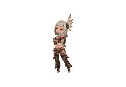 Rule 34 | 1girl, 3d, alternate costume, bravely default: flying fairy, bravely second: end layer, loincloth, magnolia arch, midriff, navel, official art, red eyes, square enix, white hair
