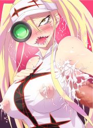 Rule 34 | 10s, 1girl, ahegao, armpit sex, armpits, bad id, bad pixiv id, blonde hair, blush, breasts, censored, covered erect nipples, cum, cum on body, cum on upper body, drooling, ejaculation, green eyes, hakodate omiko, huge breasts, kill la kill, lactation, large breasts, large penis, long hair, mosaic censoring, penis, precum, rei oe, rolling eyes, saliva, scope, see-through, sharp teeth, solo focus, sweat, tears, teeth, translated, twintails, visor cap