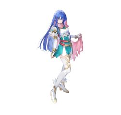 Rule 34 | 1girl, absurdres, ankle boots, armor, artist request, belt, blue eyes, blue hair, blush, boots, breastplate, caeda (fire emblem), cape, closed mouth, commentary request, dress, elbow gloves, feather trim, fire emblem, fire emblem: mystery of the emblem, fire emblem heroes, full body, gloves, highres, holding, long hair, looking at viewer, multiple belts, nintendo, official art, pink cape, short dress, shoulder armor, simple background, smile, solo, standing, thighhighs, white background, white thighhighs, zettai ryouiki