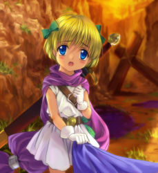 Rule 34 | 1girl, blonde hair, blue eyes, dragon quest, dragon quest v, female focus, hero&#039;s daughter (dq5), mutsuki (moonknives), ribbon, solo, sword, weapon