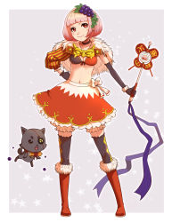 Rule 34 | 10s, 1girl, asymmetrical clothes, bad id, bad pixiv id, bob cut, boots, breasts, cat, cherry, choker, cleavage, dog, earrings, elbow gloves, eyepatch, food, fruit, gloves, grapes, hair ornament, heart, heart in mouth, highres, jewelry, knee boots, magatama, magical girl, mahou shoujo taisen, mahou shoujo taisen contest 1, midriff, mitsudomoe (shape), navel, original, peach, pink eyes, pink hair, scroll, short hair, skirt, thighhighs, tomoe (symbol), toshi punk, wand