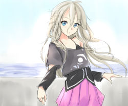 Rule 34 | 1girl, bare shoulders, blonde hair, blue eyes, braid, ia (vocaloid), long hair, looking at viewer, regdic, skirt, solo, twin braids, vocaloid