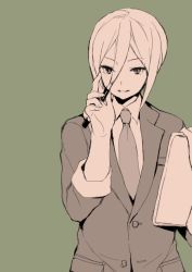 Rule 34 | 1boy, afuro terumi, aged up, formal, inazuma eleven (series), inazuma eleven go, long hair, male focus, monochrome, necktie, ponytail, simple background, solo, suit, tokio neo, upper body