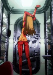 Rule 34 | 00s, 1girl, animated, animated gif, ass, butt crack, evangelion: 2.0 you can (not) advance, long hair, neon genesis evangelion, plugsuit, rebuild of evangelion, red hair, screencap, see-through, solo, souryuu asuka langley, stretching, test plugsuit, twintails