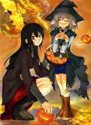 Rule 34 | animal ears, basket, boots, fingers interlaced, halloween, jack-o&#039;-lantern, own hands clasped, own hands together, pumpkin, red eyes, tail