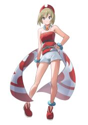 1girl blonde_hair creatures_(company) full_body game_freak irida_(pokemon) mikan_(mikan_no_happa) nintendo pokemon pokemon_legends:_arceus short_hair simple_background solo white_background