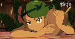 Rule 34 | 1girl, animated, animated gif, creatures (company), game freak, green eyes, green hair, lowres, mallow (pokemon), nintendo, pokemon, pokemon (anime), pokemon sm (anime)