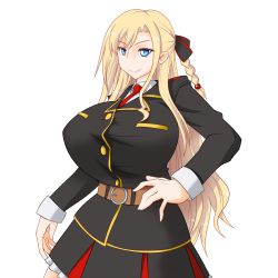Rule 34 | blonde hair, blue eyes, breasts, huge breasts, military uniform, taiga isaka