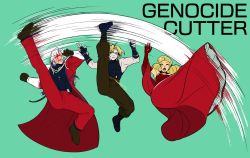 Rule 34 | 1girl, 2boys, adelheid bernstein, blonde hair, dress, elbow gloves, closed eyes, father and daughter, father and son, gloves, highres, multiple boys, red dress, rose bernstein, rugal bernstein, smile, snk, the king of fighters