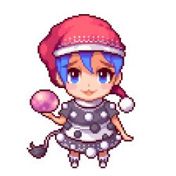 Rule 34 | 1girl, animated, animated gif, bad id, bad pixiv id, blinking, blob, blue eyes, blue hair, blush, blush stickers, doremy sweet, dress, eating, eyebrows, hair between eyes, hat, ichi et, looking at viewer, lowres, matching hair/eyes, md5 mismatch, nightcap, open mouth, pixel art, pom pom (clothes), short hair, short sleeves, simple background, solo, tail, tapir tail, touhou, white background