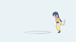 Rule 34 | 1girl, aged down, animal ears, animated, animated gif, aquaplus, black hair, boots, cat tail, closed mouth, dress, falling, from side, full body, hair over one eye, jumping, kuon (utawarerumono), long hair, long sleeves, meyer, open mouth, puddle, raised eyebrows, scarf, sidelocks, solo, splashing, squatting, standing, swept bangs, tail, utawarerumono, utawarerumono: itsuwari no kamen, water, white tail, yellow eyes