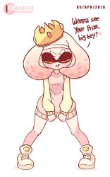 Rule 34 | + +, 1girl, animated, animated gif, artist name, blush, breasts, cleft of venus, crown, dated, diives, domino mask, english text, fang, flashing, full body, gradient hair, half-closed eyes, hands up, happy, heart, highres, jumping, lifting own clothes, long sleeves, looking at viewer, mask, mole, mole under mouth, multicolored hair, naked sweater, navel, nintendo, nipples, no bra, no panties, one eye closed, open mouth, oversized clothes, patreon logo, patreon username, pearl (splatoon), pigeon-toed, pink hair, pink sweater, pussy, shoes, short hair, simple background, small breasts, smile, solo, splatoon (series), splatoon 2, spoken heart, standing, sweater, talking, teeth, tentacle hair, tentacles, text focus, tongue, tongue out, watermark, web address, white background, wink, yellow eyes