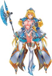 Rule 34 | 1girl, aqua eyes, armor, axe, bikini armor, blonde hair, blue nails, breastplate, breasts, cameltoe, center opening, cinderella, cinderella (queen&#039;s blade), cinderella (queen&#039;s blade grimoire), cleavage, crossed legs, detached collar, faulds, flipped hair, frills, full body, green eyes, grin, groin, halberd, high heels, highleg, highleg leotard, highres, holding, holding weapon, large breasts, leotard, long hair, looking at viewer, nail polish, official art, open hand, pauldrons, polearm, queen&#039;s blade, queen&#039;s blade grimoire, saburou (hgmg), see-through, shoes, shoulder armor, shoulder pads, showgirl skirt, skirt, smile, solo, standing, stiletto heels, thigh gap, thighhighs, tiara, transparent background, very long hair, watson cross, weapon, white background, white thighhighs, wide sleeves