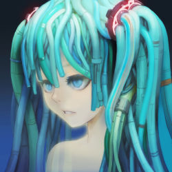 Rule 34 | blue eyes, blue hair, hatsune miku, highres, loped, robot, vocaloid, wire