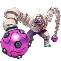 Rule 34 | 1boy, absurdres, arms (game), bandages, colored skin, highres, master mummy, nintendo, official art, purple skin, red eyes