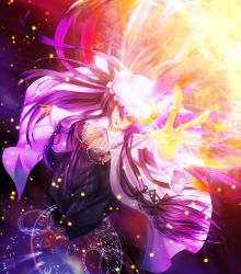 Rule 34 | 1girl, bad id, bad pixiv id, breasts, cleavage, crescent, explosion, female focus, hat, large breasts, long hair, magic circle, patchouli knowledge, purple hair, red eyes, solo, sousakubito, touhou