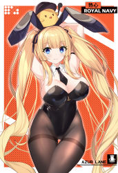 Rule 34 | 1girl, absurdres, anchor symbol, animal, animal ears, animal on head, ardent (azur lane), ardent (master ardent?) (azur lane), azur lane, bird, black leotard, black neckwear, black pantyhose, blonde hair, blue eyes, breasts, chick, chinese commentary, cleavage, commentary request, cowboy shot, creature on head, detached collar, fake animal ears, highres, jie xian (tsuki), large breasts, leotard, long hair, looking at viewer, manjuu (azur lane), official alternate costume, on head, pantyhose, playboy bunny, rabbit ears, rabbit tail, solo, tail, thigh gap, thighband pantyhose, twintails, wrist cuffs