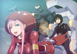 Rule 34 | 10s, 1boy, 1girl, arm cannon, armor, black hair, blue eyes, body armor, bodysuit, cannon, chest cannon, crossover, darling in the franxx, directed-energy weapon, dual vortex turbine, electricity, energy, energy cannon, energy weapon, gipsy avenger, glowing, green eyes, hiro (darling in the franxx), horns, jaeger (pacific rim), legendary pictures, long hair, mecha, nandz, pacific rim, pacific rim uprising, pan pacific defense corps, pink hair, plasma, plasma cannon, plasmacaster 2.0, robot, short hair, weapon, zero two (darling in the franxx)