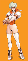 Rule 34 | bottomless, censored, ez6, short hair, simple background, tagme, thighhighs