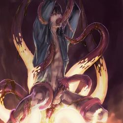 Rule 34 | 00s, anal, bottomless, duplicate, fullmetal alchemist, glowing, glowing tentacles, holding legs, male focus, male penetrated, military, military uniform, monster, monster on male, nodules, open clothes, open shirt, oral, penis, penis milking, rape, restrained, roy mustang, saliva, shirt, tears, tentacles, tentacles on male, torn clothes, uniform
