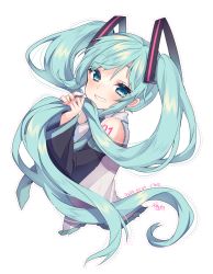 Rule 34 | 1girl, aqua hair, aqua nails, black sleeves, blue eyes, blush, collared shirt, commentary request, cropped torso, dated, detached sleeves, dotted line, frilled shirt, frills, grin, hands up, hatsune miku, highres, holding, holding hair, long hair, long sleeves, looking at viewer, looking to the side, nachiru, nail polish, shirt, signature, simple background, sleeveless, sleeveless shirt, smile, solo, twintails, upper body, very long hair, vocaloid, white background, white shirt, wide sleeves