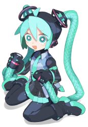Rule 34 | 1girl, ahoge, android, aqua eyes, aqua hair, aqua necktie, bare shoulders, black sleeves, bright pupils, cable hair, character name, cheri zao, detached sleeves, full body, hatsune miku, holding, joints, long hair, looking at viewer, mechanical parts, miniskirt, necktie, number tattoo, robot girl, robot joints, see-through, see-through skirt, see-through sleeves, shirt, simple background, skirt, sleeveless, sleeveless shirt, solo, tattoo, tearing up, very long hair, vocaloid, white background, white pupils