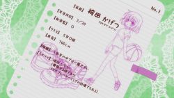 Rule 34 | 10s, 1girl, basketball, character profile, hakamada kagetsu, non-web source, rou-kyuu-bu!, screencap, shoes, short hair, solo