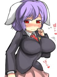 Rule 34 | 1girl, alternate breast size, animal ears, blush, bouncing breasts, breasts, rabbit ears, gaoo (frpjx283), highres, large breasts, light purple hair, red eyes, reisen, short hair, solo, touhou