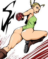 Rule 34 | 1girl, angry, ass, bad id, bad pixiv id, braid, cammy white, capcom, female focus, hip focus, huge ass, leotard, looking back, solo, street fighter, thick thighs, thighs, twin braids, wide hips, yukinishi