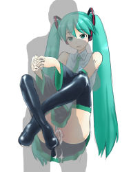Rule 34 | 1girl, breasts, clothed female nude male, clothed sex, clothing aside, cum, cum in pussy, dokuwo, green eyes, green hair, hatsune miku, leg lock, long hair, necktie, nude, open mouth, panties, panties aside, penis, sex, sketch, small breasts, solo focus, suspended congress, thighhighs, twintails, uncensored, underwear, vaginal, very long hair, vocaloid, x-ray