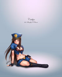 Rule 34 | 1girl, absurdres, breasts, brown hair, caitlyn (league of legends), highres, large breasts, league of legends, long hair, pink lips, police, ryu un