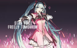 Rule 34 | 1girl, aqua eyes, aqua hair, freely tomorrow (vocaloid), gloves, hatsune miku, long hair, microphone, project diva (series), project diva f, smile, solo, star voice (module), starshadowmagician, tagme, twintails, vocaloid