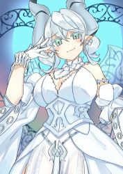 Rule 34 | 1girl, breasts, cleavage, dress, highres, horn ornament, horns, large breasts, lovely labrynth of the silver castle, see-through, see-through dress, smug, tagme, transparent wings, twintails, white hair, wings, yu-gi-oh!