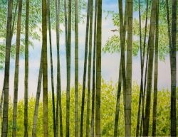 Rule 34 | bamboo, bamboo forest, bush, forest, grass, highres, nature, no humans, original, painting (medium), plant, tall grass, traditional media, watercolor (medium), yamaji nao