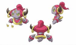 Rule 34 | 1boy, 2015, character sheet, creatures (company), earrings, full body, game freak, gen 6 pokemon, grin, hoop earrings, hoopa, hoopa (confined), horns, jewelry, legendary pokemon, multiple views, mythical pokemon, nintendo, no humans, official art, pokemon, pokemon (creature), pokemon the movie: hoopa and the clash of ages, pokemon xy (anime), smile, solo, source request, teeth, white background
