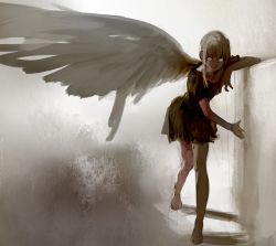 Rule 34 | 1girl, angel wings, nanbo ataru (attall), sketch, tagme, white hair, wings