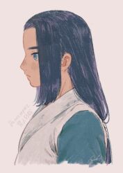 Rule 34 | 1boy, absurdres, black hair, blue eyes, hati 108, highres, long hair, low-tied long hair, male focus, portrait, profile, sidelocks, simple background, solo, luo xiaohei zhanji, white background, wuxian (the legend of luoxiaohei)