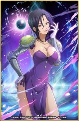 Rule 34 | 1girl, breasts, cleavage, dress, large breasts, looking at viewer, merlin (nanatsu no taizai), nanatsu no taizai, official art, purple dress