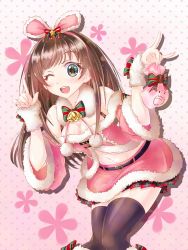 Rule 34 | 1girl, breasts, christmas, highres, kazuneko (wktk1024), kizuna ai, kizuna ai inc., pink background, virtual youtuber