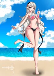 Rule 34 | 1girl, absurdres, alternate costume, bikini, breasts, cleavage, corrin (female) (fire emblem), corrin (fire emblem), female focus, fire emblem, fire emblem cipher, fire emblem fates, highres, large breasts, nintendo, official alternate costume, open mouth, shell, shell bikini, solo, sonicheroxd, swimsuit