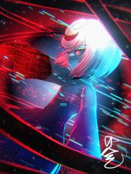 Rule 34 | 1girl, black dress, cang she, dress, glowing, glowing eyes, long sleeves, profile, red eyes, sage (sonic), short hair, solo, sonic (series), sonic frontiers, white hair, wide sleeves