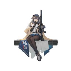 Rule 34 | 1girl, artist request, bare shoulders, black footwear, black gloves, black hair, black pantyhose, blue eyes, blue hairband, blue skirt, breasts, character name, detached sleeves, girls&#039; frontline, gloves, gun, hair flaps, hair ornament, hairband, holding, holding gun, holding weapon, long hair, medium breasts, mod3 (girls&#039; frontline), mole, mole under eye, official alternate costume, official art, open mouth, pantyhose, pleated skirt, scope, sitting, skirt, solo, super sass, super sass (girls&#039; frontline), super sass (mod3) (girls&#039; frontline), third-party source, transparent background, weapon
