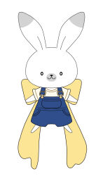 Rule 34 | 1other, animal, animal focus, blue pants, commentary, highres, looking at viewer, macha 3939, pants, rabbit, rabbit yukine, ribbon, smile, suspenders, vocaloid, white background, yellow ribbon