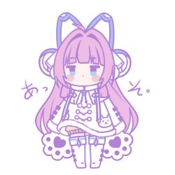 Rule 34 | 1girl, animal ears, animal hands, azur lane, blue eyes, blush stickers, boots, bow, cat ears, chibi, coat, commentary request, dress, duffel coat, earmuffs, full body, fur trim, gloves, hair bow, jitome, lalihop, long hair, long sleeves, paw gloves, purple hair, simple background, solo, sweater, sweater dress, tashkent (azur lane), thigh boots, white background, white bow, white coat, white footwear, winter clothes